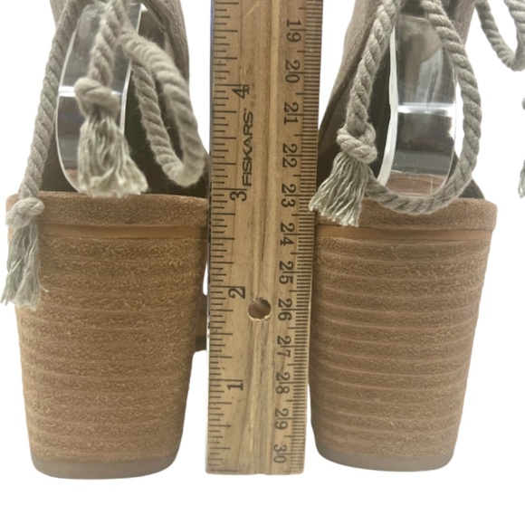 TOMS Women's Elba Desert Taupe Peep Toe Mule Heel Lace Ankle Shootie size 6 - Picture 10 of 15